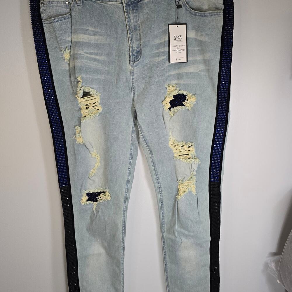 DNA Premium Wear Distressed Rhinestone Jeans (Size 44x31) NWT